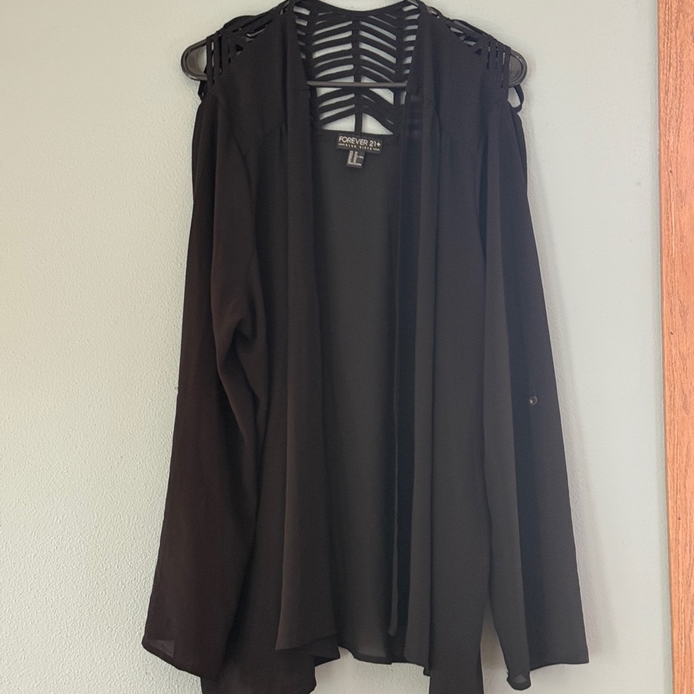 Forever 21 Black Backless Asymmetrical Long Sleeve Blouse